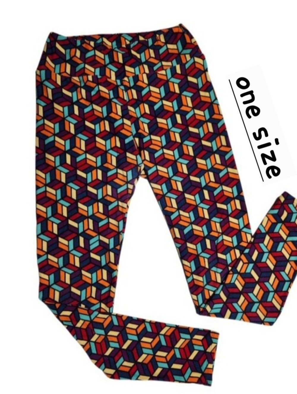 LuLaRoe Multicolor Geometric Cube Pattern Leggings (OS)